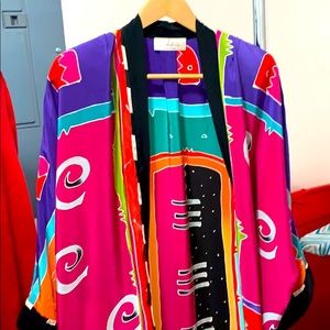 Beautiful brilliant multicolored silk robe